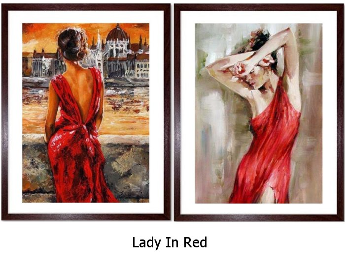 Lady In Red Art Framed Prints